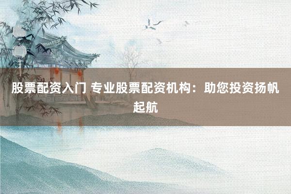 股票配资入门 专业股票配资机构：助您投资扬帆起航